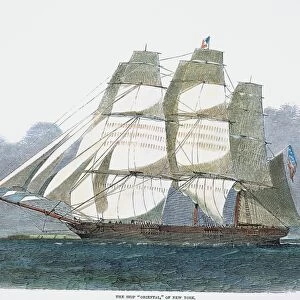 CLIPPER SHIP: ORIENTAL. The New York clipper ship Oriental : wood engraving, 1850