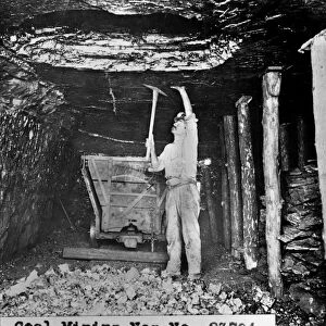 COAL MINER. American coal miner at work. Photograph, early 20th century