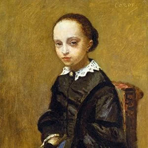 COROT: GIRL, c1860. Portrait of a girl. Oil on canvas by Jean-Baptiste Camille Corot, c1860