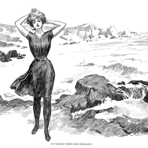 Of course there are mermaids. Pen-and-ink drawing, by Charles Dana Gibson (1867-1944)