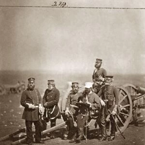 CRIMEAN WAR: ARTILLERY. A group of officers around an artillery gun and carriage