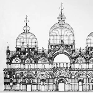 Cross-section of Saint Marks Basilica in Venice, Italy