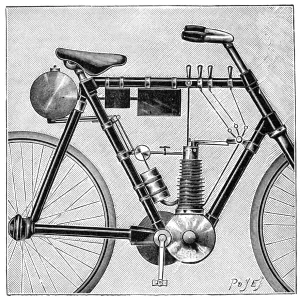 Print of a 1895 Line Engraving Motorcycle Print of a 1895 Line Engraving Motorcycle