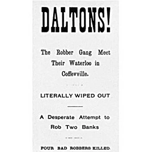 DALTON BROTHERS POSTER. Broadside announcing the death of Bob and Gratton Dalton
