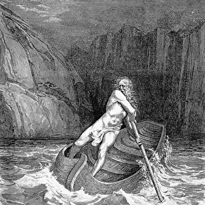 DANTE: INFERNO. Charon, ferryman of the river Styx. Wood engraving, 1861, after Gustave Dore