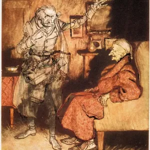Arthur Rackham Print of Marleys Ghost appears to Scrooge