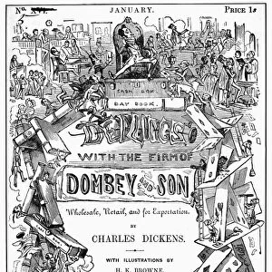DICKENS: DOMBEY AND SON. Cover of volume 16 in the serial publication, c1847, of Charles Dickens novel Dombey and Son, illustrated by Hablot Knight Browne, Phiz