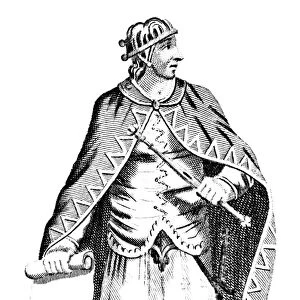 EDGAR I (943-975). Known as Edgar the Peaceful. King of England, 959-975. Copper engraving