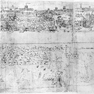 ENGLAND: LONDON, c1543. Detail of Anthonis van den Wyngaerdes Panorama of London