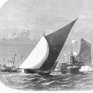 ENGLAND: SAILING RACE, 1870. Sailing-Barge Race on the Thames: Rounding at the Nore. Wood engraving, English, 1870