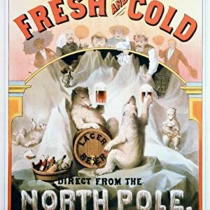Fresh and cold - Direct from the North Pole. Lithograph, c1877