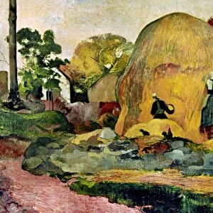 GAUGUIN: HAYSTACKS, 1889. The Yellow Haystacks. Oil on canvas by Paul Gauguin, 1889