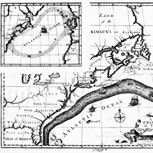 GULF STREAM: MAP, 1786. Chart of the Gulf Stream published by Benjamin Franklin, 1786