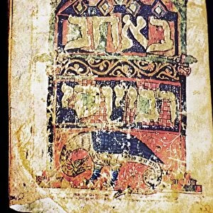 HAGGADAH: PASSOVER. Illuminated page from the manuscript of a Spanish Passover haggadah