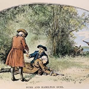 HAMILTON-BURR DUEL, 1804. Alexander Hamilton lying mortally wounded after his duel