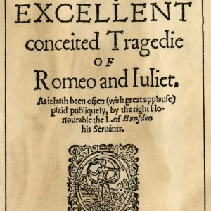 Handcolored Woodcut Print of 1597 Romeo and Juliet Title Page