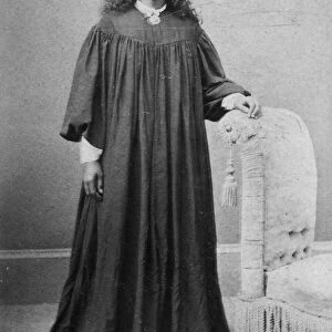 HAWAIIAN DRESS, 1870s. A Hawaiian woman clothed in the muu-muu adapted from the