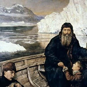 HENRY HUDSON AND SON. The last voyage of Henry Hudson (d. 1611). Oil on canvas by John Collier (1850-1934)