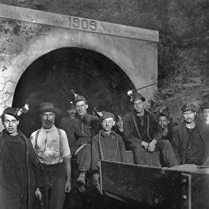 HINE: COAL MINERS, 1908. A group of drivers and miners going to work at a Gary
