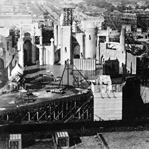 HOLLYWOOD BACK LOTS, 1924. View of sets on back lots of the film studios in Hollywood, c1924