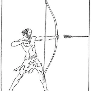 HOMER: THE ODYSSEY. Odysseus bending his bow in contest with the suitors of his wife
