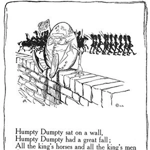 HUMPTY DUMPTY, 1913. Pen-and-ink drawing by Arthur Rackham, 1913, for an edition