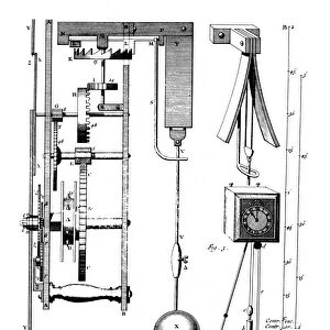 HUYGENS: CLOCK, 1724. Pendulum clock invented by Christian Huygens (1629-1965)