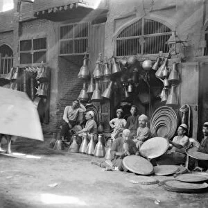 IRAQ: BASKET WEAVERS, 1932. Basket weavers at a market in Iraq. Photograph, 1932