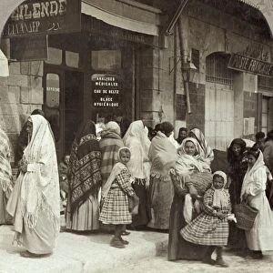 JERUSALEM, c1905. Peasant women and girls near the Joppa Gate in Jerusalem
