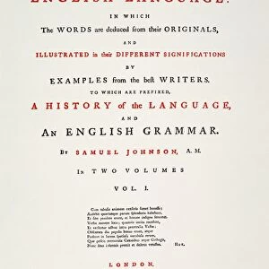 JOHNSONs DICTIONARY, 1755. Title-page of Dr