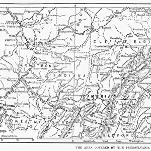JOHNSTOWN FLOOD, 1889. Map of the area covered by the floods on 31 May 1889