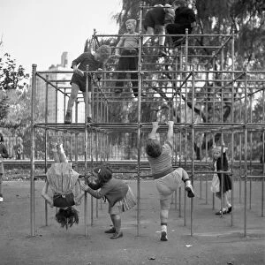 JUNGLE GYM, 1942. Children climbing on a jungle gym in the Central Park playground, New York City