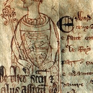 KING EDWARD I (1239-1307). King of England. Drawing from the Memorandum Roll ms