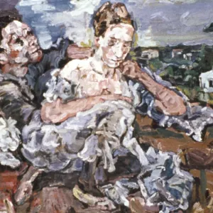 KOKOSCHKA: LOVERS WITH CAT. Oil on canvas by Oskar Kokoschka