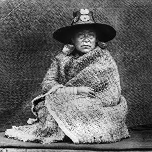 KWAKIUTL WOMAN, 1914. The daughter of a Nakoaktok chief on the coast of British Columbia