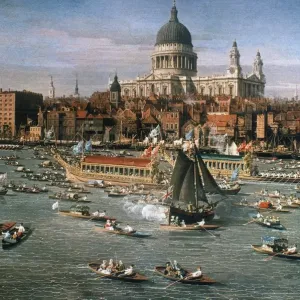 Canaletto Print: Thames Scene with St. Paul's Cathedral Canaletto Print: Thames Scene with St. Paul's Cathedral