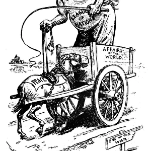 LEAGUE OF NATIONS, 1919. And Still the Cart has Precedence. American cartoon comment by W. A. Rogers, March 1919, on the resistance to the League of Nations