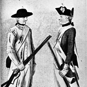 Left: rifleman; right: infantryman from Pennsylvania. Drawing, German, 1784