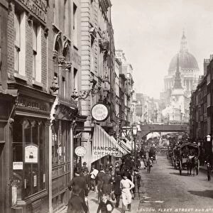 LONDON: FLEET STREET. St. Pauls Cathedral in the background, c1890