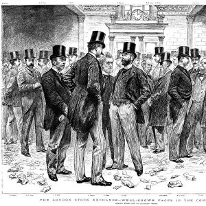 LONDON STOCK EXCHANGE. Well-Known Faces in the Consol Market. Drawing by Lockhart Bogle