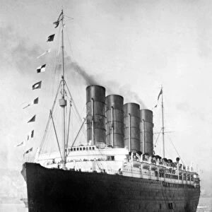 LUSITANIA, 1908-1914. The Cunard steamship Lusitania, c1908-1914
