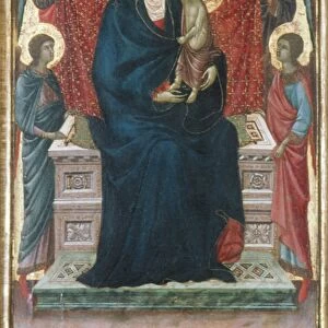 MADONNA AND CHILD. The Virgin and Child with Four Angels. Tempera on wood, follower of Duccio