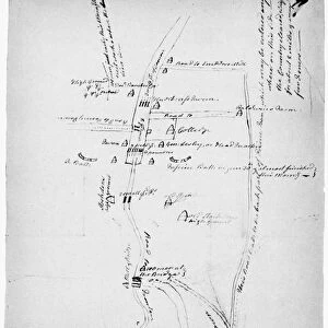 Map of the British encampment at Prince Town, New Jersey, obtained by a Revolutionary spy for General George Washington to surprise British troops at the Battle of Princeton, 3 January 1777