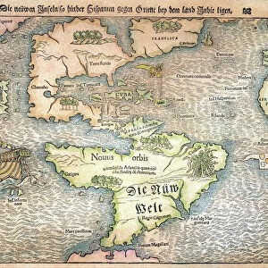 MAP OF THE NEW WORLD, 1544. From Sebastian Munsters Cosmographia