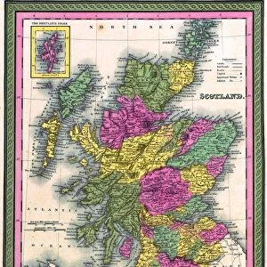 MAP: SCOTLAND, 1849. Map of Scotland. Engraving published by S. Augustus Mitchell