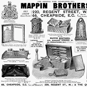 MAPPIN BROTHERS AD, 1895. English newspaper advertisement for Mappin Brothers, in London, 1895
