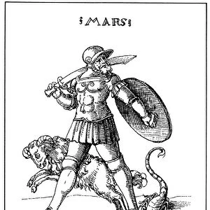 MARS, 1540. Roman god of war and personification of the planet Mars. Pen drawing