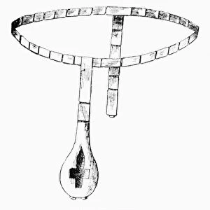 MEDIEVAL CHASTITY BELT. 19th century wood engraving