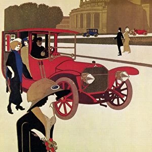 MERCEDES AD, c1914. German advertising poster for the Mercedes car, made by Daimler: Stuttgart, c1914