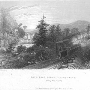 MOHAWK VALLEY, NY, 1838. Railroad scene in the Mohawk Valley, New York state. Steel engraving, 1838, after a drawing by William Henry Bartlett (1809-1854)